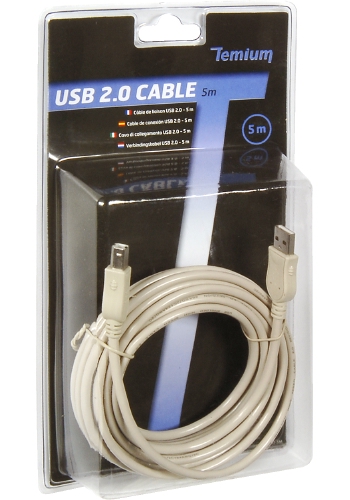 C�ble USB TEMIUM USB 2.0 M/M 5M