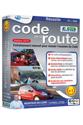 Vie pratique et culture AVANQUEST CODE REUSSITE 2010-Un moniteur en ligne pour répondre aux questions / DVD-Rom de Permis Ecole / Contenu conforme à l'examen 2010 / Méthode compatible Mac et Windows