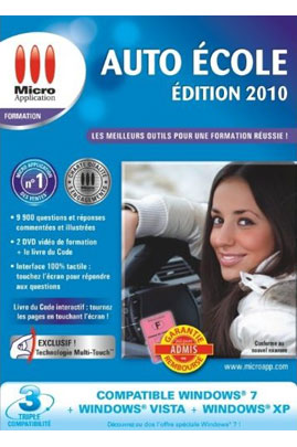 Vie pratique et culture MICRO APPLICATION AUTO ECOLE 2010-2011-Interface 100% tactile / 9900 questions et réponses / 2 DVD formation + livre du Code