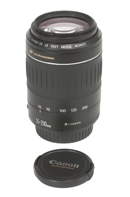 Objectif photo CANON EF 55-200 mm f/4,5-5,6 II USM-Zoom grand angle 3,6x / 55-200 mm équivalent 88-320 mm / Ouverture f/4,5-5,6 / Moteur silencieux USM / Pour tous boitiers eos