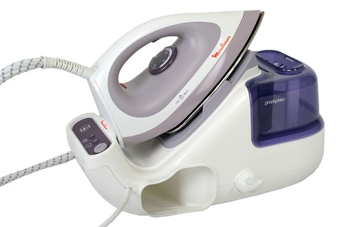 Centrale vapeur MOULINEX GM7070 PROMPTEO-Autonomie illimitée... et chauffe rapide en 2 minutes seulement ! Le temps de chauffe rapide de 2 minutes vous évite de trop patienter avant le repassage.Le débit de vapeur de 90 g/min, sa pression de 4 bars vous assurent un repassage très rapide et efficace.L'autonomie illimitée permet un remplissage possible à tout moment (réservoir de 1,4 litres).2  témoins lumineux s'affichent pour vous avertir qu'il faut remplir le réservoir ou que la vapeur est prête.L'appareil est facile à ranger et à transporter : une glissière permet de ranger le cordon vapeur et un rangement est dédié au cordon électrique.