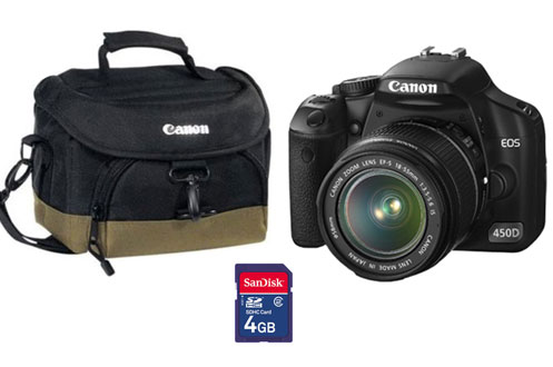 Appareil photo reflex CANON EOS450D + 18-55 + ETUI + 4GO