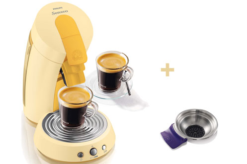 Cafetière à dosette et multi-boissons PHILIPS HD7820/53 JAUNE SENSEO CHOCOBREAK-Système à dosettes - 1 ou 2 tasses / Bec verseur ajustable / Arrêt automatique - Eco Timer / Porte-dosette Chocobreak fourni