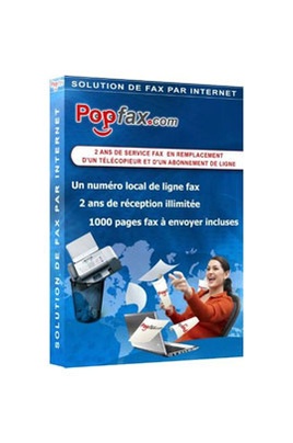Fax / Télécopieur POPFAX.COM CD POPFAX 2Y 1000P-Solution logicielle PC pour remplacer votre fax / 2ans d'abonnement à un service de fax virtuel / Des crédits pour envoyer 1000 pages fax / Réception fax illimitée sur un numéro de fax local