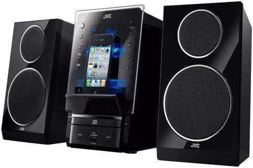 Chaîne micro JVC UX-LP55 NOIR-Puissance 2 x 30 watts / Lecture CD MP3 et WMA / Station d'accueil iPod / iPhone intégrée - Sortie vidéo iPhone/iPod / Port USB Host + Entrée mini jack en façade