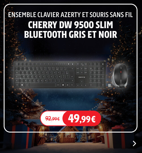Ensemble clavier et souris Cherry Azerty sans fil DW 9500 SLIM Bluetooth Gris et Noir