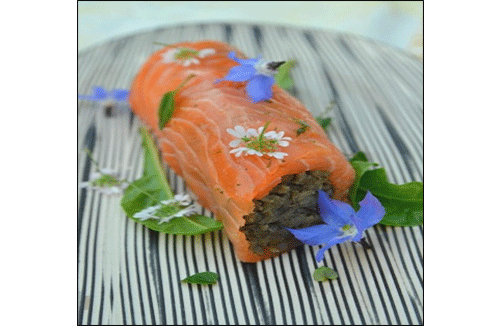 Cannelloni de saumon et lentilles vertes du Puy