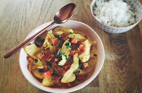 Poulet au curry cuit sous vide à basse température
