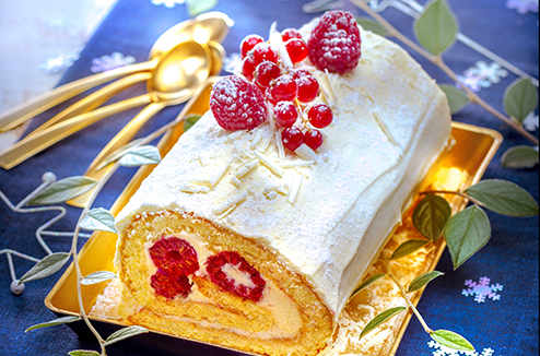 Bûche chocolat blanc / fruits rouges 