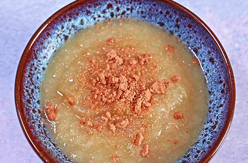 Compote de pommes et de poires à la fleur d’oranger et à la vanille