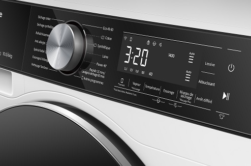 Lave-linge séchant Hisense WD5S1045BW, avec auto-dosage et fonctions connectées