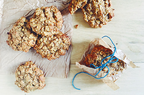 Cookies aux flocons d’avoine, à la compote de pomme et aux amandes