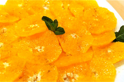 Salade d'oranges à la cannelle et fleur d'oranger