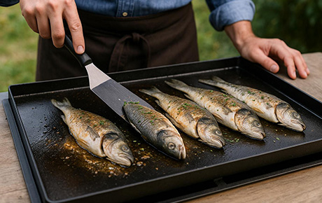 Image représentant une cuisson de poissons à la plancha
