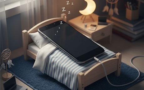 Un smartphone dort dans un lit