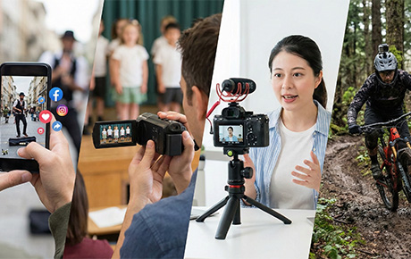 Différents appareils pour se filmer : action cam, hybrides, smartphones, camescope 