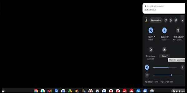 chromebook-cast-600.gif Interface Chromebook avec les paramètres pour caster à droite