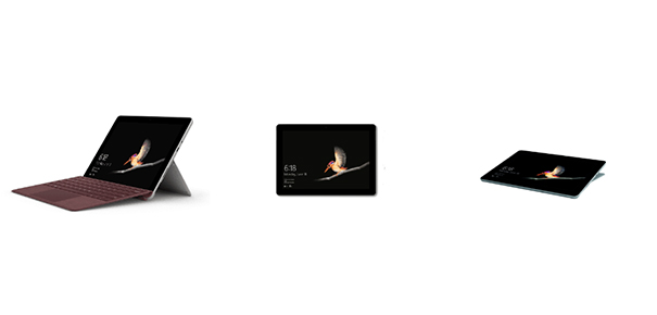 Les diff&eacute;rentes positions de la Surface Go