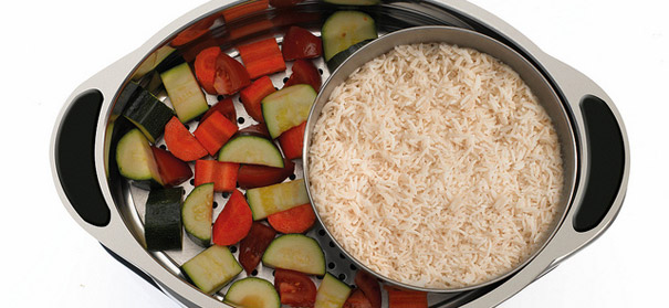 Cuisson des légumes et du riz au cuit vapeur