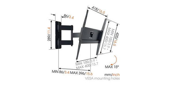 Basics Support mural fixe pour téléviseur à écran plat - Pour TV de  12 à 40 pouces - VESA 200 x 200 mm, Noir