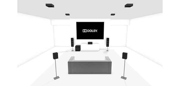 Installation Dolby Atmos 5.1.4 avec enceintes Dolby Atmos au plafond