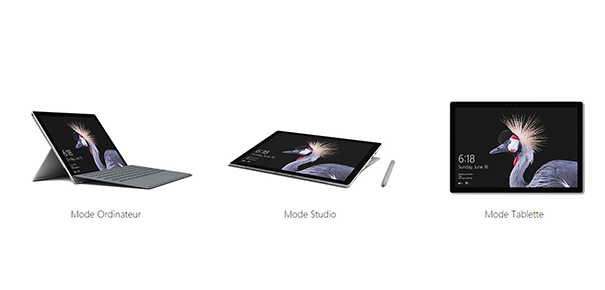Les différents modes de la Surface Pro 