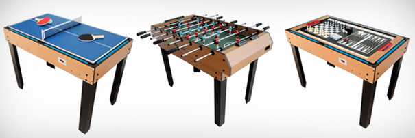 Table multi-jeux Riley : ping-pong, baby-foot, dames, backgammon et plus