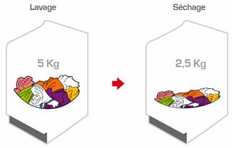 A titre d'exemple : capacit de lavage et de schage d'un lave-linge schant