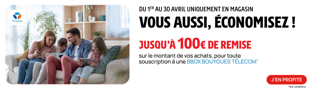 Jusqu'� 100� de remise sur le montant de vos achats pour toute souscription � une offre BBox Bouygues Telecom.