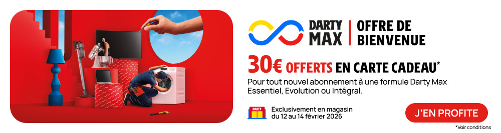 offre de bienvenue: 30� offerts en carte cadeau pour toute souscription � une formule darty max (exclusivement en magasin)