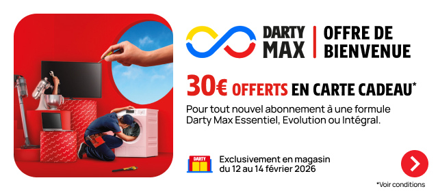 offre de bienvenue: 30� offerts en carte cadeau pour toute souscription � une formule darty max (exclusivement en magasin)