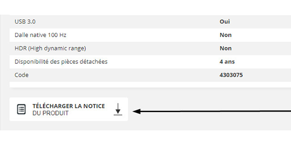 Bouton pour télécharger la notice de son appareil